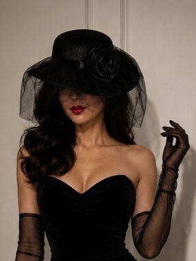 Elegant Black Veil Hat